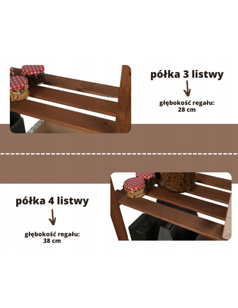 regały seria B - Regał B na książki buty drewniany 50X80X28 2p Szary - product MODO24.PL 4