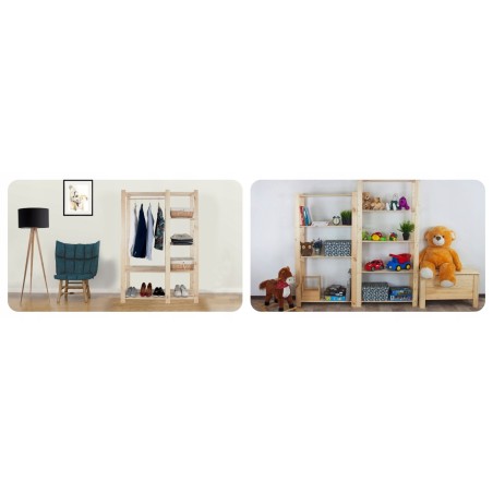 Regał B na książki buty drewniany 50X80X28 2p Szary