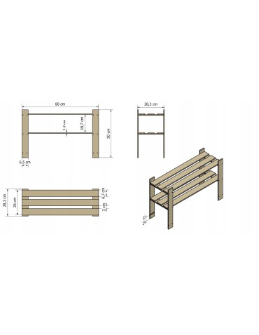 regały seria B - Regał B na książki buty drewniany 50X80X28 2p Szary - product 10