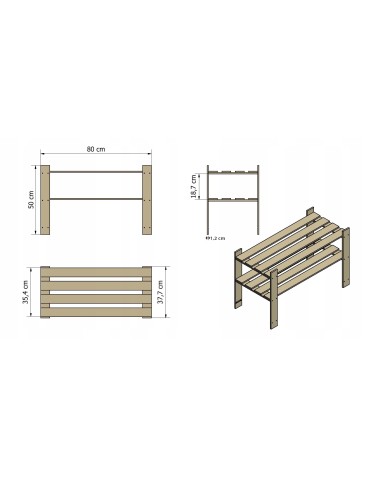 regały seria B - Regał B na książki buty drewniany 50X80X38 2p Szary - product 10