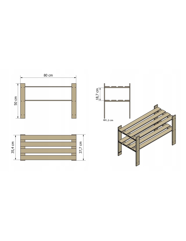 regały seria B - Regał B na książki buty drewniany 50X80X38 2p Szary - product MODO24.PL 10