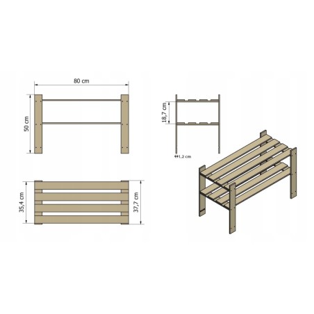 Regał B na książki buty drewniany 50X80X38 2p Szary