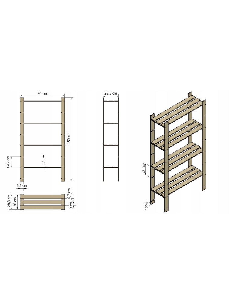 regały seria B - Regał B na książki drewniany zabawki 150X80X28 4p Szary - product MODO24.PL 10