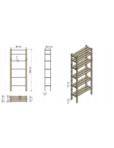 regały seria B - Regał B na książki drewniany zabawki 200X80X28 6p Szary - product 10