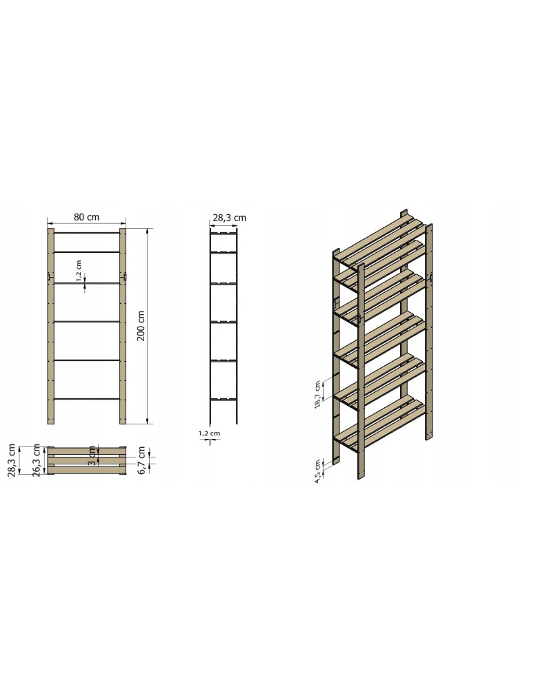 regały seria B - Regał B na książki drewniany zabawki 200X80X28 6p Szary - product MODO24.PL 10