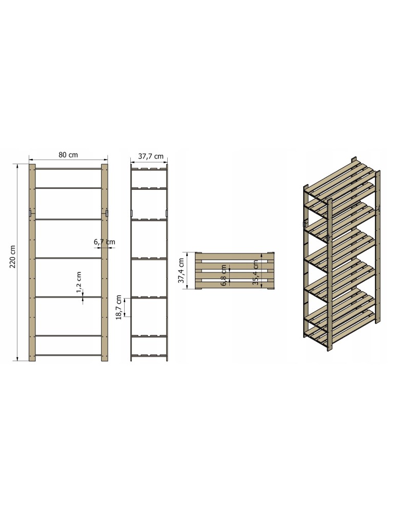 regały seria B - Regał B na książki drewniany zabawki 220X80X38 7p Szary - product MODO24.PL 10