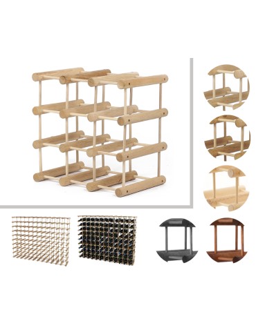 Modułowy stojak na wino /9 butelek — RW7 — Naturalny dąb