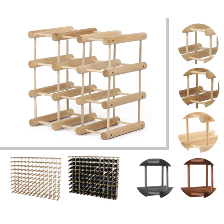 Modułowy stojak na wino /9 butelek — RW7 — Naturalny dąb