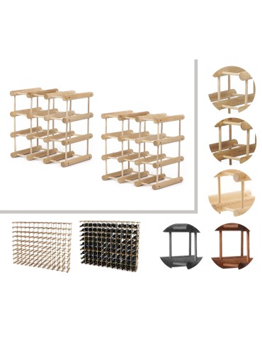 Modułowy stojak na wino x2 /18+3 butelek — RW7 — Naturalny dąb