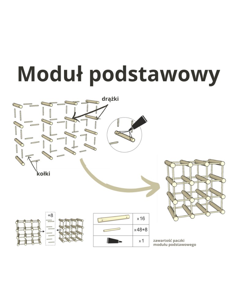 Seria RW-7 - Modułowy stojak na wino x2 /18+3 butelek — RW7 — Naturalny dąb - product MODO24.PL 5