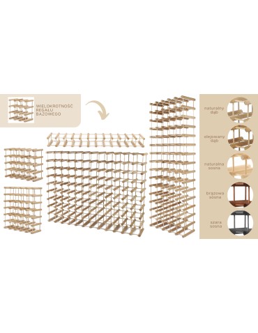 Seria RW-7 - Modułowy stojak na wino x2 /18+3 butelek — RW7 — Naturalny dąb - product 6