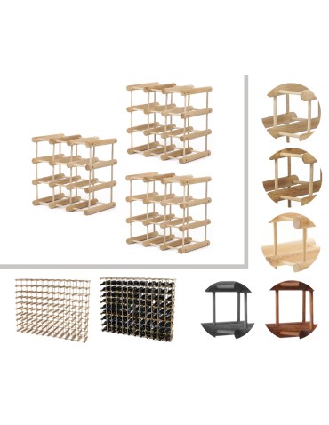 Modułowy stojak na wino x3 /27+6 butelek — RW7 — Naturalny dąb