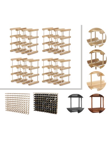 Modułowy stojak na wino x4 /36+9 butelek — RW7 — Naturalny dąb