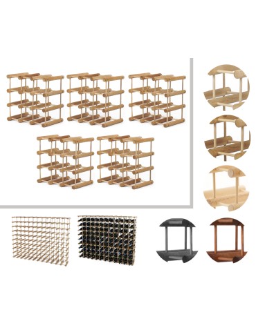 Modułowy stojak na wino x5 /45+12 butelek — RW7 — Olejowany dąb