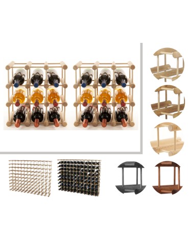 Modułowy stojak na wino x2 /18+3 butelek — RW7 — Naturalna sosna