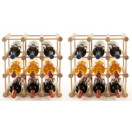 Modułowy stojak na wino x2 /18+3 butelek — RW7 — Naturalna sosna