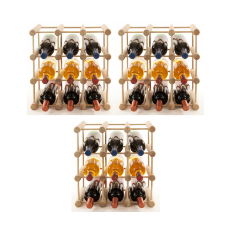 Modułowy stojak na wino x3 /27+6 butelek — RW7 — Naturalna sosna