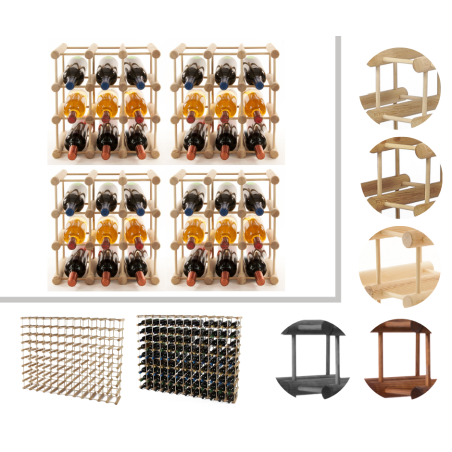 Modułowy stojak na wino x4 /36+9 butelek — RW7 — Naturalna sosna
