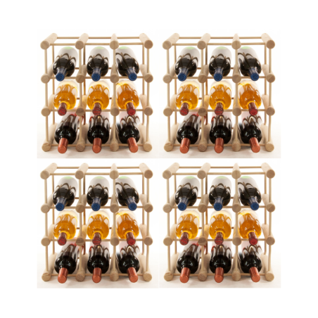 Modułowy stojak na wino x4 /36+9 butelek — RW7 — Naturalna sosna