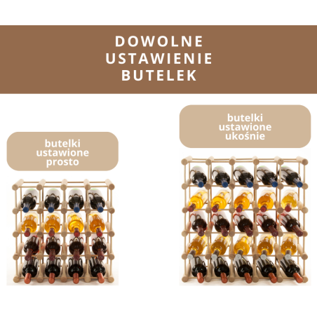Modułowy stojak na wino x4 /36+9 butelek — RW7 — Naturalna sosna