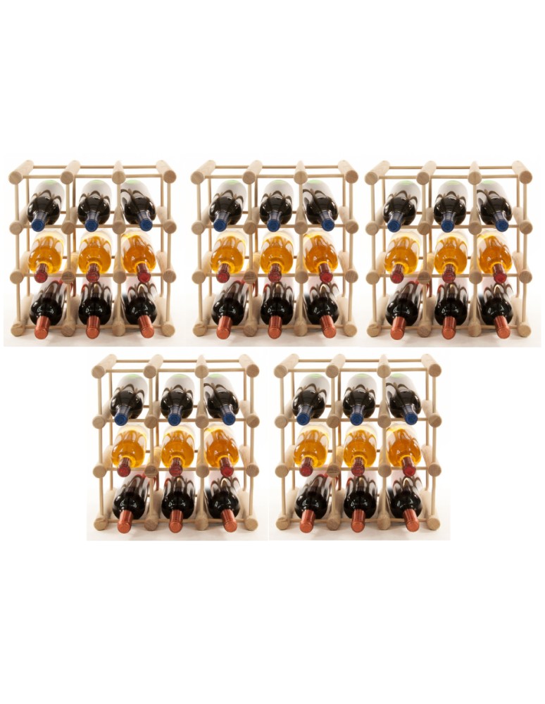 Seria RW-7 - Modułowy stojak na wino x5 /45+12 butelek — RW7 — Naturalna sosna - product MODO24.PL 3