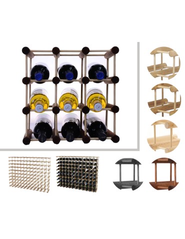 Modułowy stojak na wino /9 butelek — RW7 — Brązowa sosna