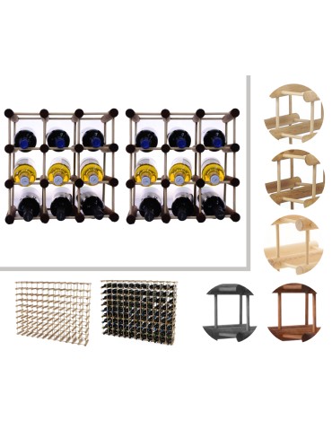 Modułowy stojak na wino x2 /18+3 butelek — RW7 — Brązowa sosna