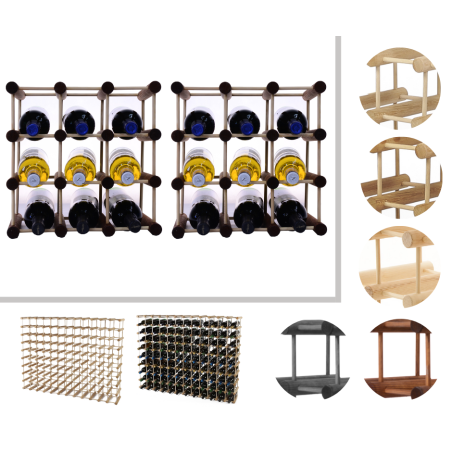 Modułowy stojak na wino x2 /18+3 butelek — RW7 — Brązowa sosna