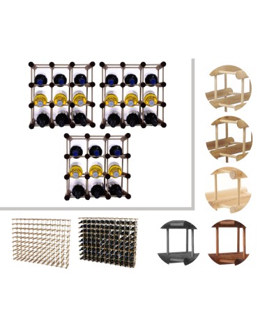 Modułowy stojak na wino x3 /27+6 butelek — RW7 — Brązowa sosna