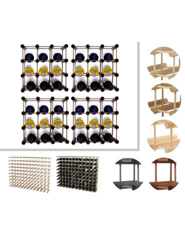 Modułowy stojak na wino x4 /36+9 butelek — RW7 — Brązowa sosna