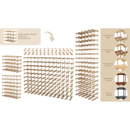 Modułowy stojak na wino x4 /36+9 butelek — RW7 — Brązowa sosna