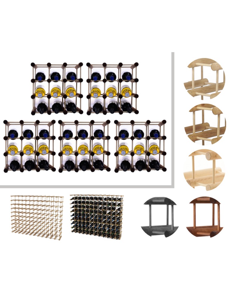 Seria RW-7 - Modułowy stojak na wino x5 /45+12 butelek — RW7 — Brązowa sosna - produkt MODO24.PL 1