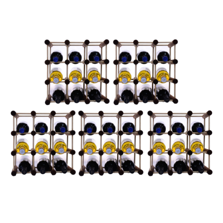 Modułowy stojak na wino x5 /45+12 butelek — RW7 — Brązowa sosna
