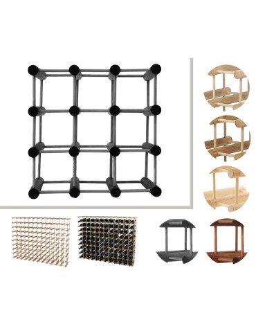 Modułowy stojak na wino /9 butelek — RW7 — Szara sosna