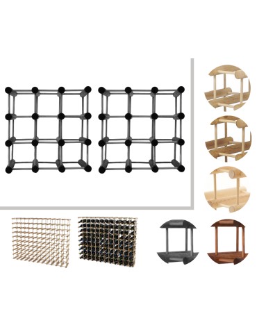 Modułowy stojak na wino x2 /18+3 butelek — RW7 — Szara sosna