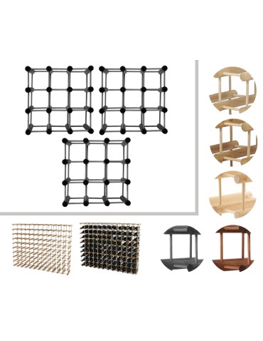 Modułowy stojak na wino x3 /27+6 butelek — RW7 — Szara sosna