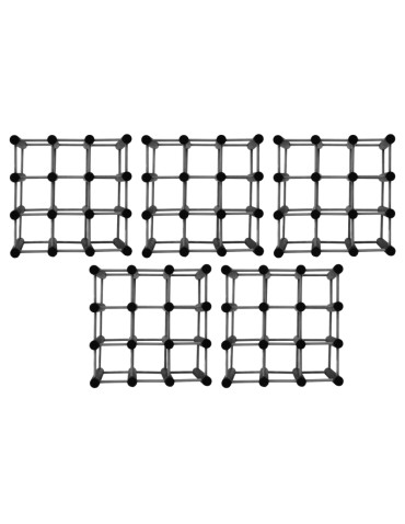 Regały na wino - Modułowy stojak na wino x5 /45+12 butelek — RW7 — Szara sosna - product 3