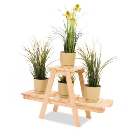 Stojący kwietnik drewniany na kwiaty regał stojak na doniczki 3 półki 45 cm