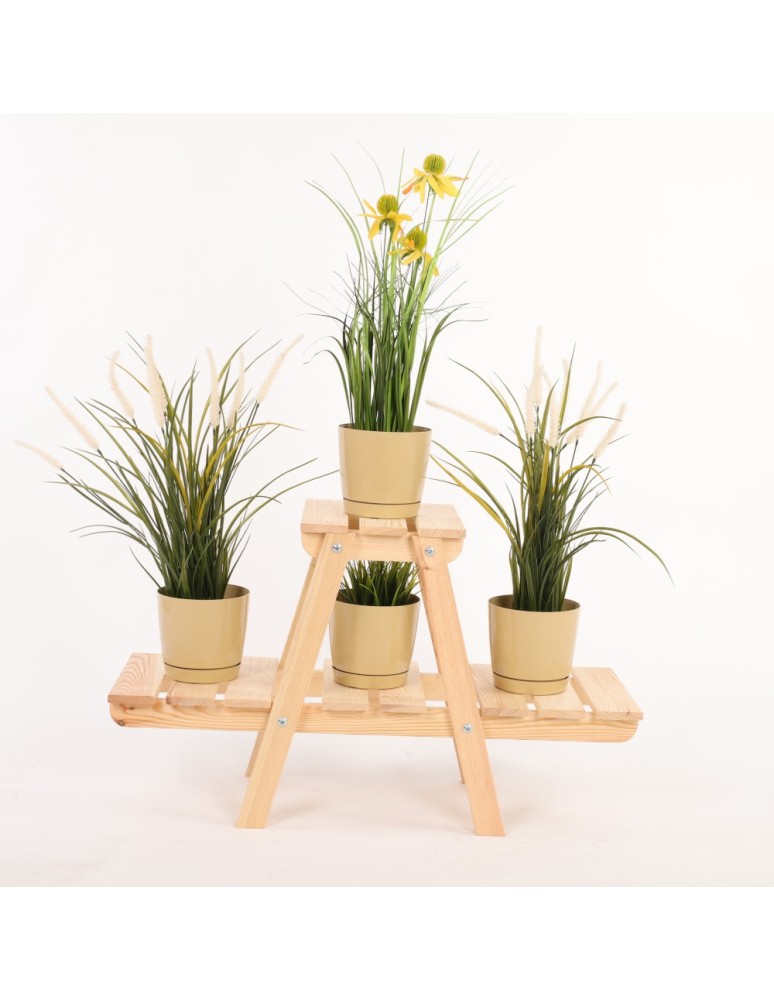 Kwietniki i donice - Stojący kwietnik drewniany na kwiaty regał stojak na doniczki 3 półki 45 cm - product MODO24.PL 6