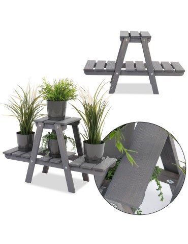 Stojak drewniany na kwiaty kwietnik drewniany na doniczki regał ażurowy - product 2