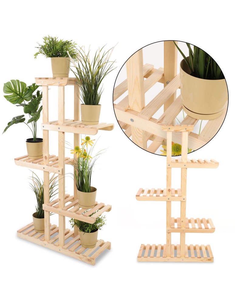 Kwietniki i donice - Drewniany stojak na kwiaty kwietnik regał na doniczki DUŻY WYTRZYMAŁY EKO - product MODO24.PL 2