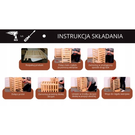 Drewniany regał na warzywa RZ01 - Brązowy