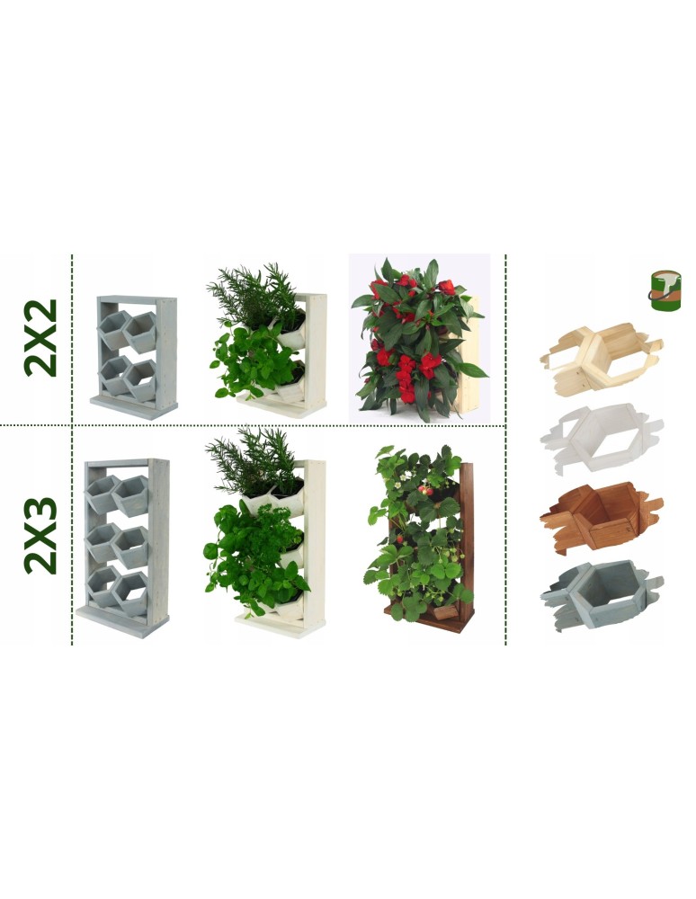 Kwietniki i donice - Drewniany ziołownik wertykalny RD-8/2x3 - Natur - product MODO24.PL 7