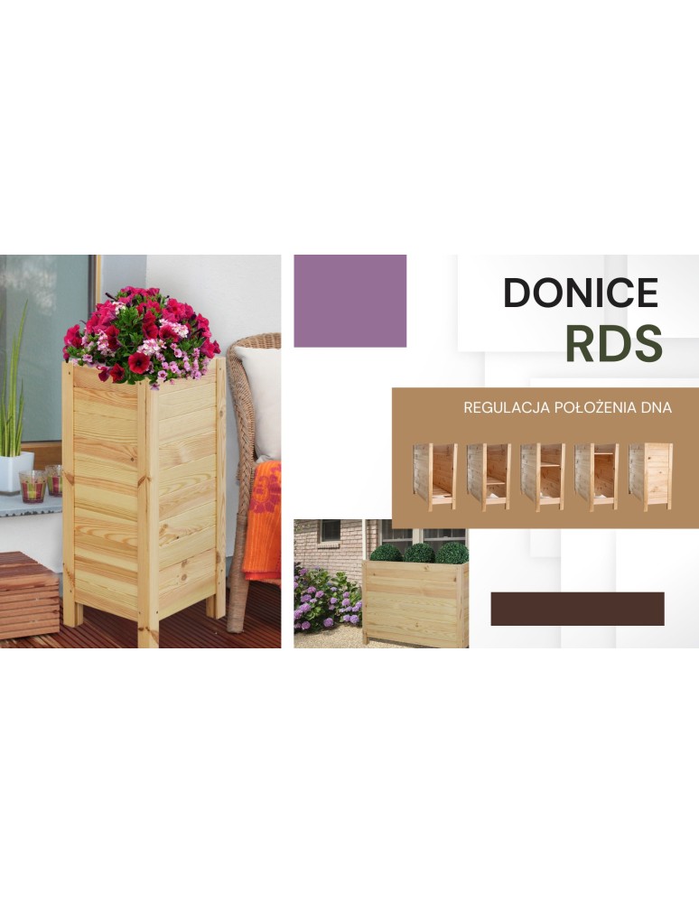 Kwietniki i donice - Drewniana Skrzynia na 2 Donice /szer. 68cm/Regulacja Dna/ RDS – Brązowa - product MODO24.PL 2