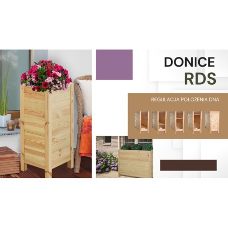 Drewniana Skrzynia na 2 Donice /szer. 68cm/Regulacja Dna/ RDS – Brązowa