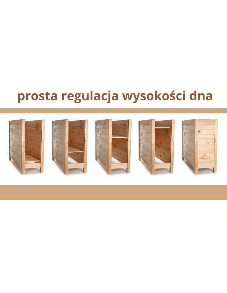 Kwietniki i donice - Drewniana Skrzynia na 2 Donice /szer. 68cm/Regulacja Dna/ RDS – Brązowa - product MODO24.PL 7