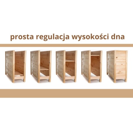 Drewniana Skrzynia na 2 Donice /szer. 68cm/Regulacja Dna/ RDS – Brązowa