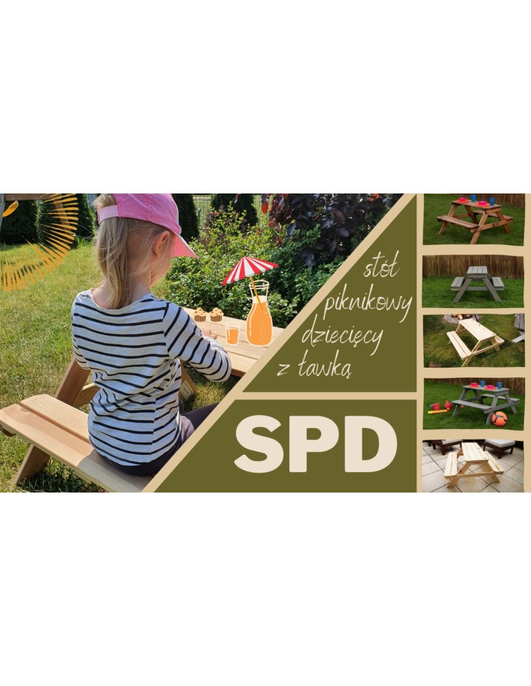 Skrzynie i ławki - Stół piknikowy z ławkami stół ogrodowy drewniany stolik dla dzieci 1-4 lat - product MODO24.PL 2