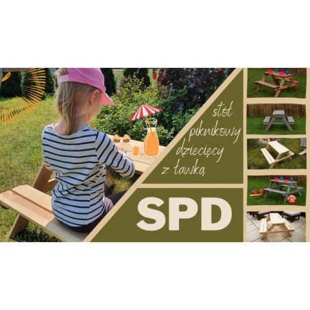 Stół piknikowy z ławkami stół ogrodowy drewniany stolik dla dzieci 1-4 lat