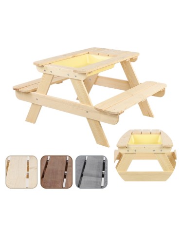 Drewniany stół piknikowy z pojemnikiem na piasek stolik dla dzieci z ławką